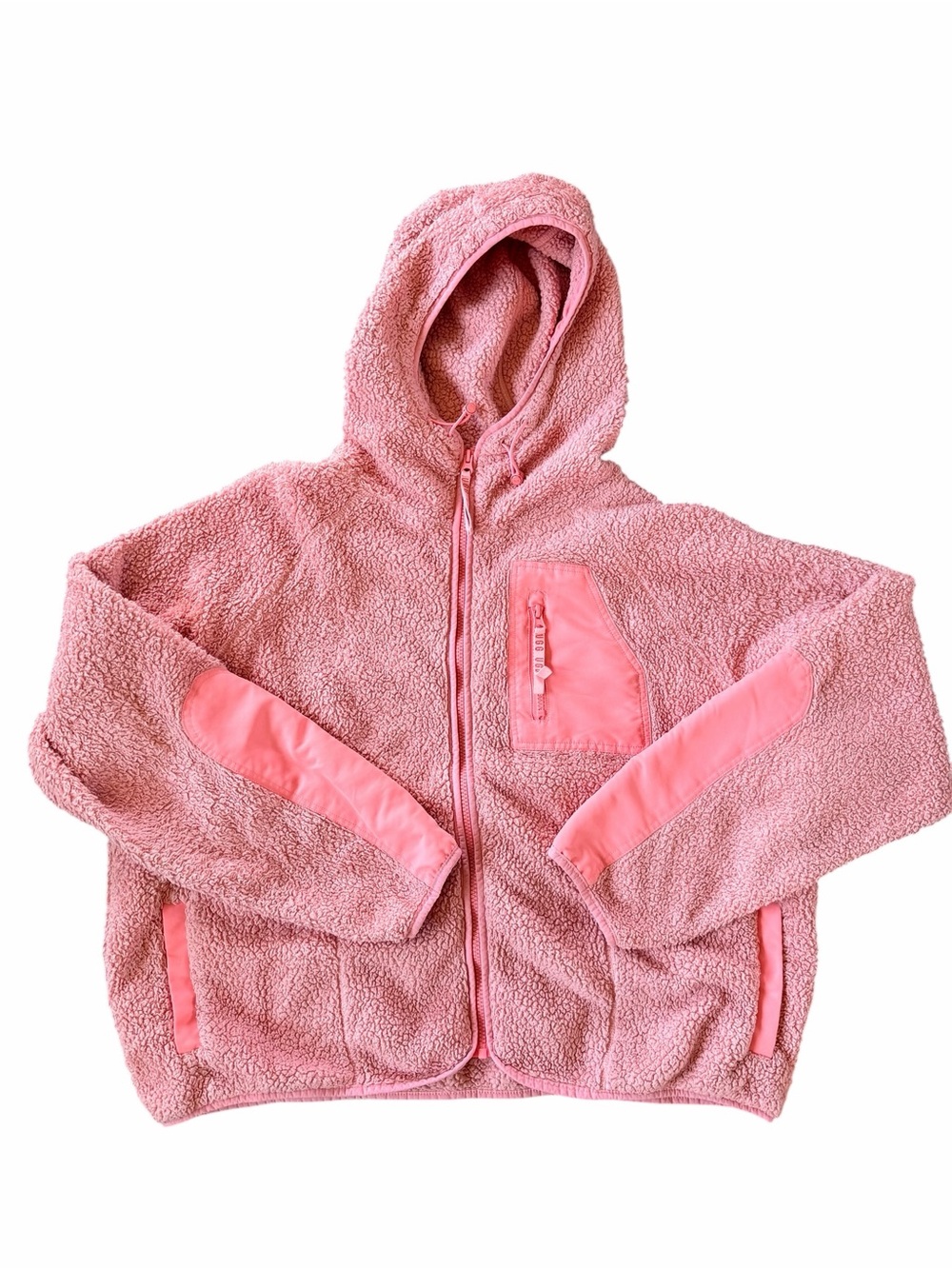 UGG Pink Sherpa Zip-Up Hoodie with Panel Accents